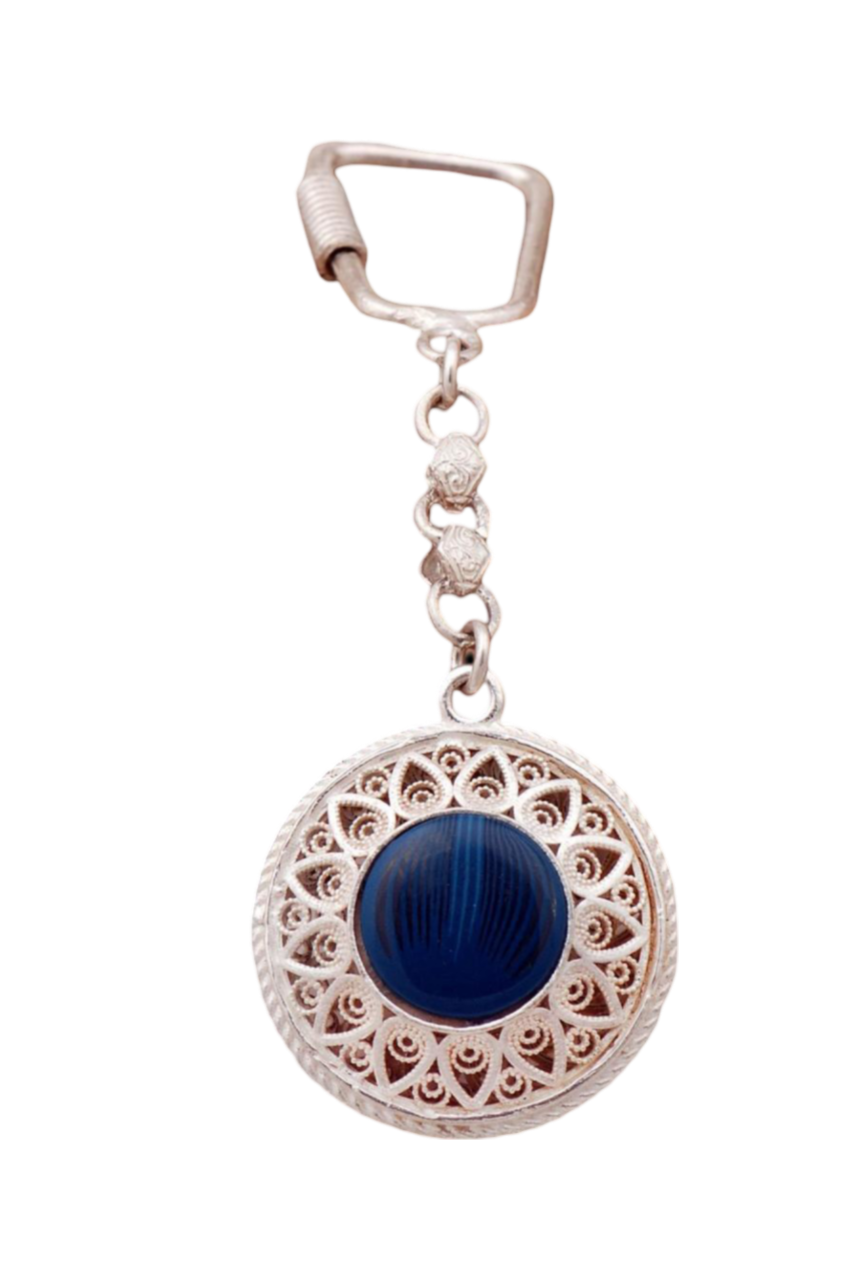 Blue Sapphire 925 Sterling Silver Keychain